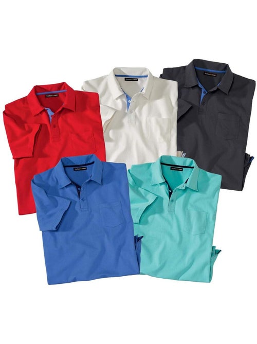 Lot de 5 polos unis fantaisie   - atlas for men - Kiabi