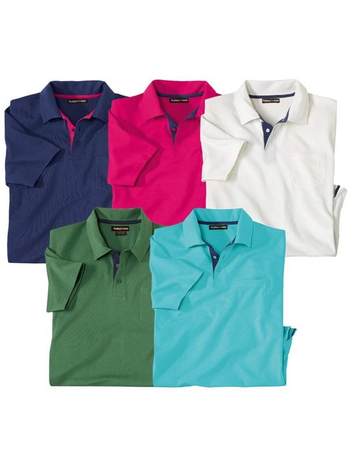 Lot de 5 polos unis summer  - atlas for men - Kiabi