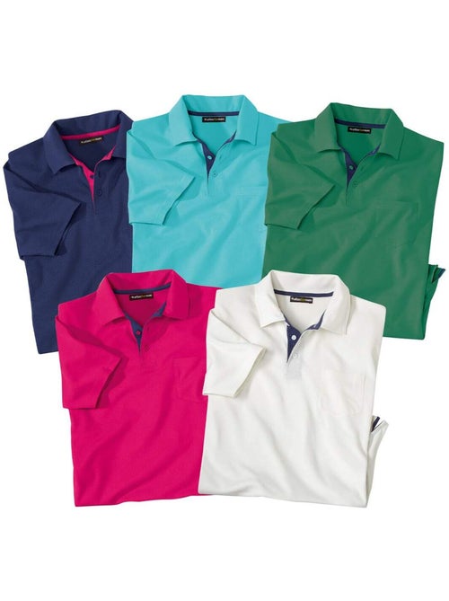 Lot de 5 polos unis summer  - atlas for men - Kiabi