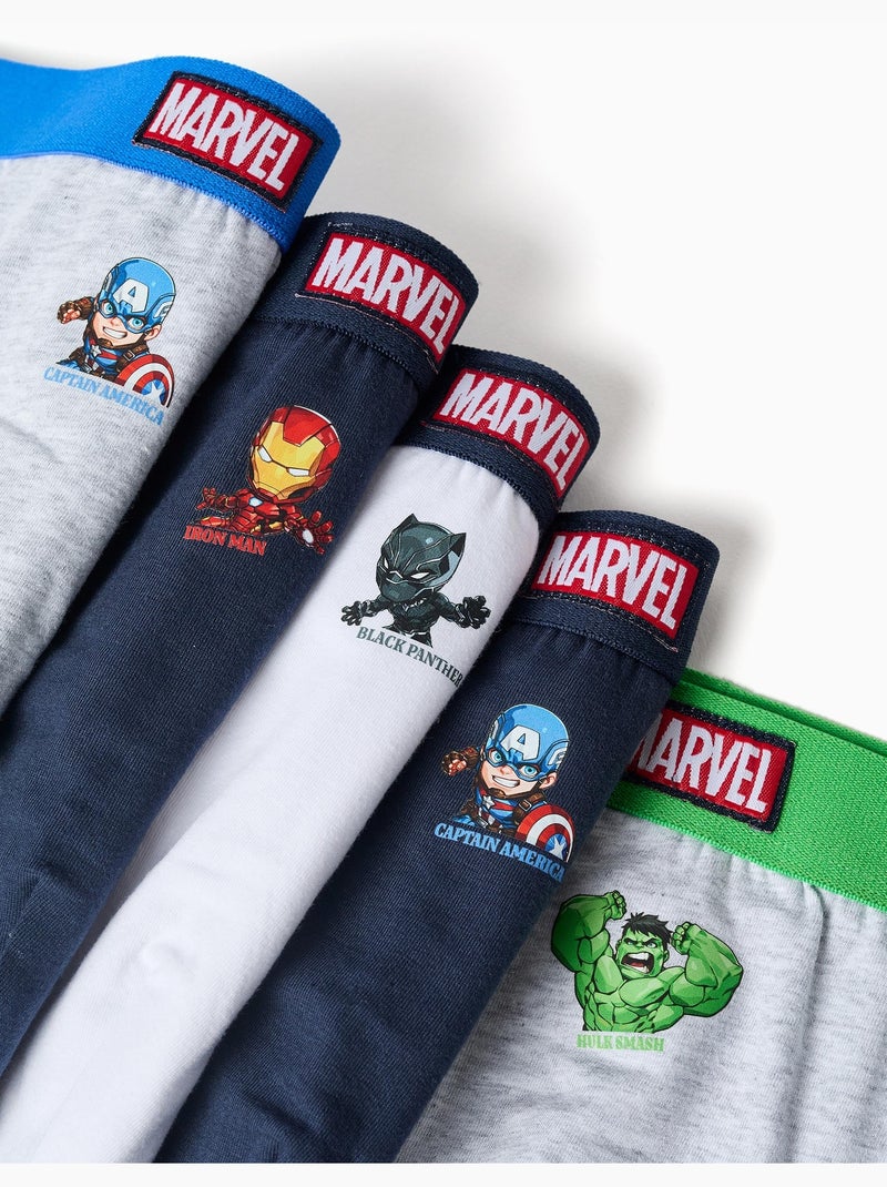Lot de 5 slips à imprimés Avengers Blanc Gris Bleu - Kiabi