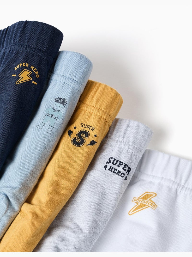 Lot de 5 slips en coton à imprimés super-héros Bleu Jaune Blanc - Kiabi