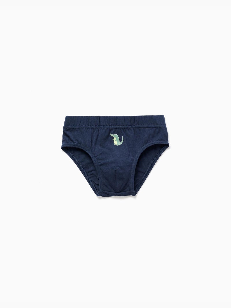 Lot de 5 slips en coton avec crocodiles imprimés Gris Bleu - Kiabi