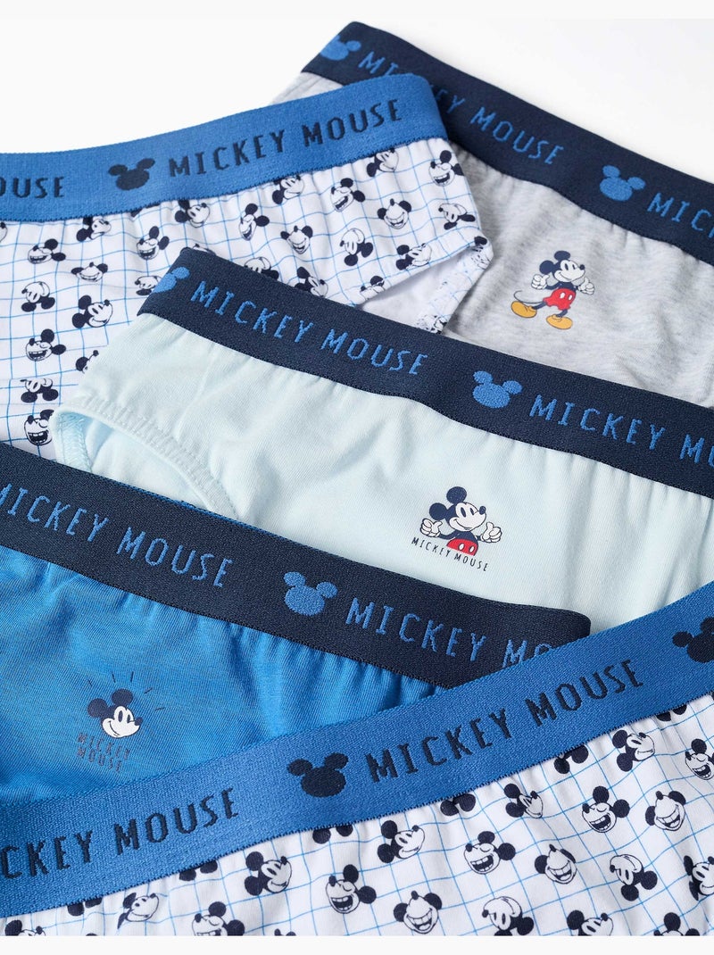 Lot de 5 slips en coton avec imprimés mickey Blanc Bleu Gris - Kiabi