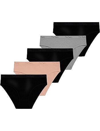 Lot de 5 slips femme en coton uni ceinture fine 2cm class pierre cardin