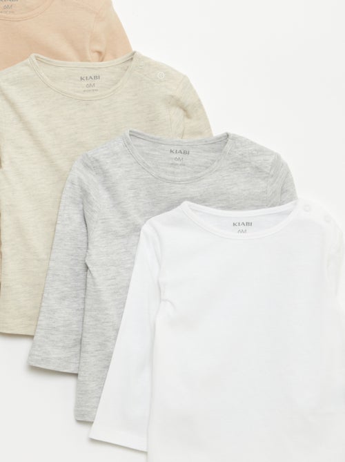 Lot de 5 t-shirts unis à manches longues - Kiabi