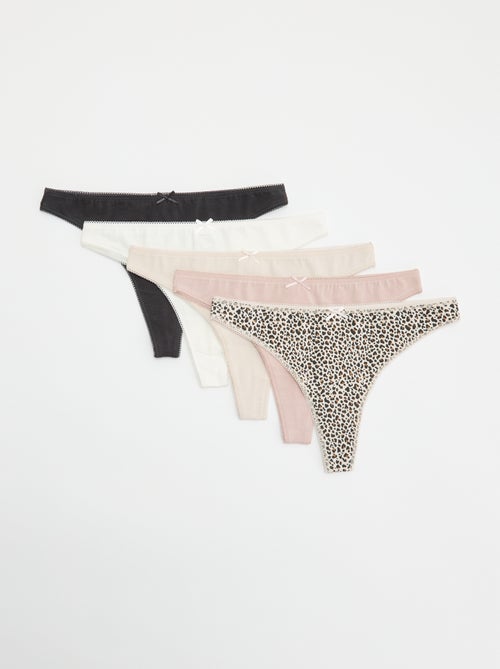 Lot de 5 tangas en coton - Kiabi