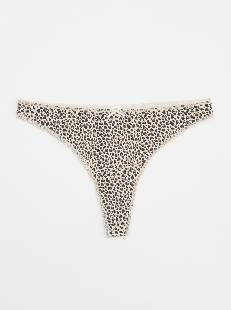 Lot de 5 tangas en coton Beige - Kiabi