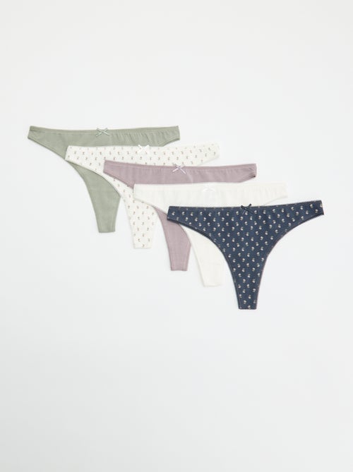 Lot de 5 tangas en coton - Kiabi
