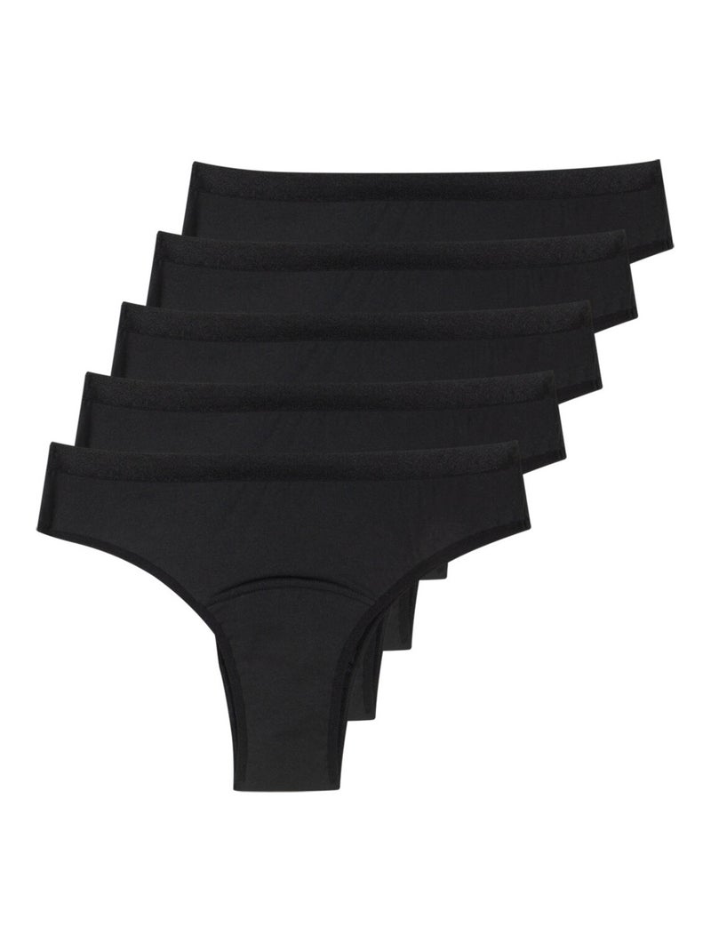 Lot de 5 tangas menstruels femme athena Noir - Kiabi