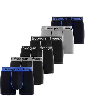 Lot de 6 boxers coton homme uni freegun