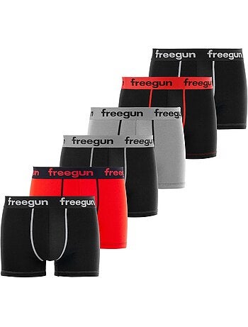 Lot de 6 boxers coton homme uni freegun