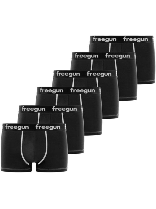 Lot de 6 boxers garçon en coton uni freegun - Kiabi