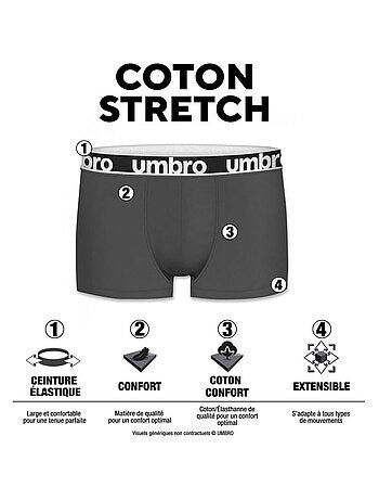 Lot de 6 boxers homme en coton force umbro