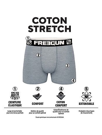Lot de 6 boxers homme en coton frgn line et class freegun