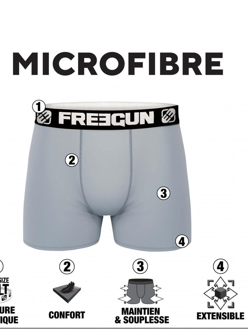 Lot de 6 boxers homme microfibre freegun Noir - Kiabi