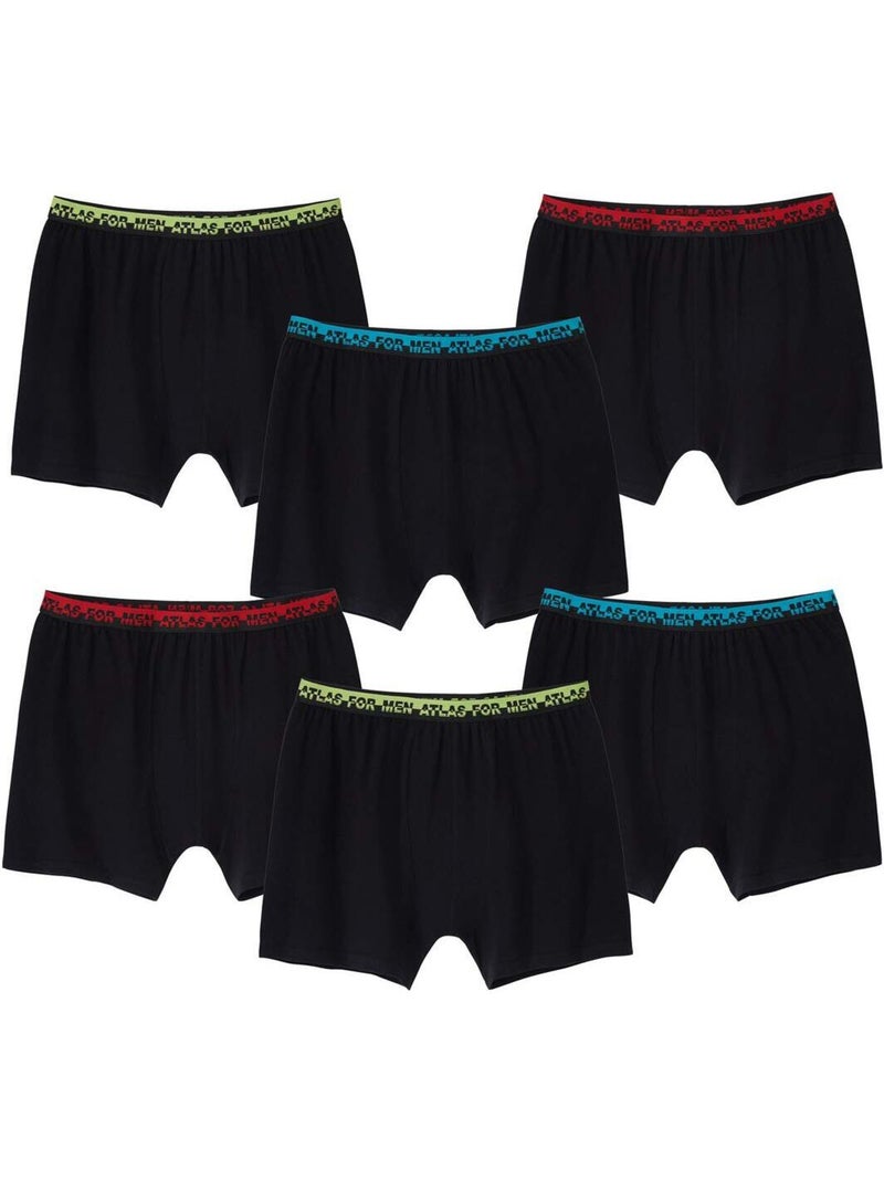 Lot de 6 boxers stretch confort   - atlas for men Noir - Kiabi