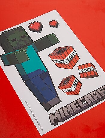 Lot de 6 feuilles d'autocollants muraux faciles à retirer Minecraft ROBA