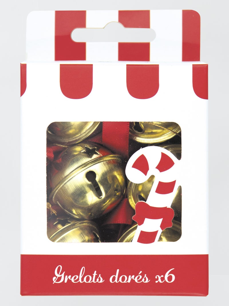 Lot de 6 grelots dorés de 'Noël' Doré/rouge - Kiabi
