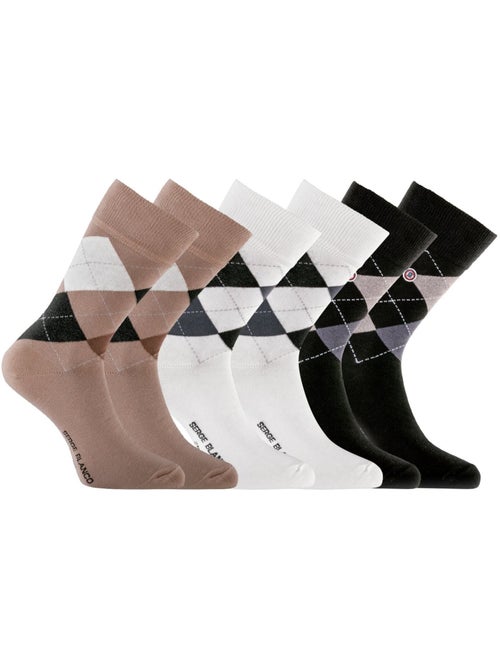 Lot de 6 paires de chaussettes de ville serge blanco losange serge blanco - Kiabi