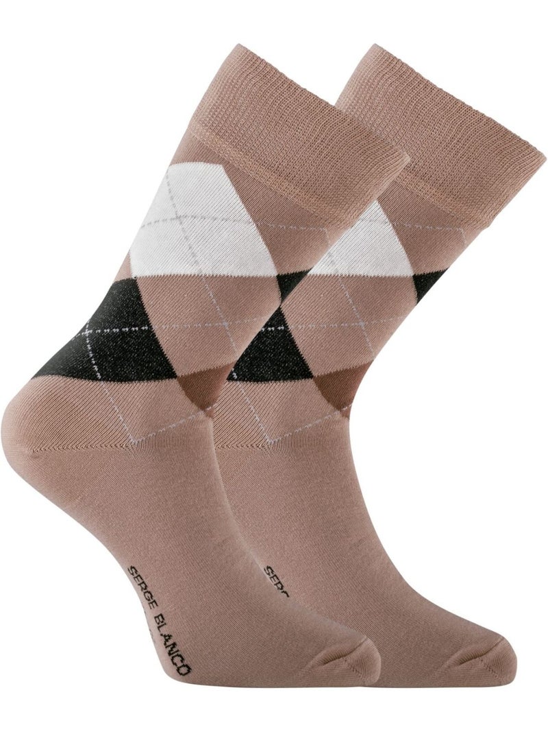 Lot de 6 paires de chaussettes de ville serge blanco losange serge blanco Beige - Kiabi