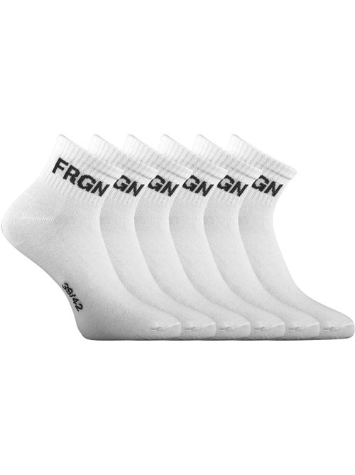 Lot de 6 paires de chaussettes quarter enfant modèle frgn blanc freegun - Kiabi