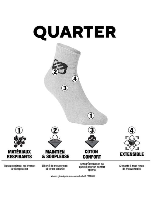 Lot de 6 paires de chaussettes quarter homme freegun noir freegun - Kiabi