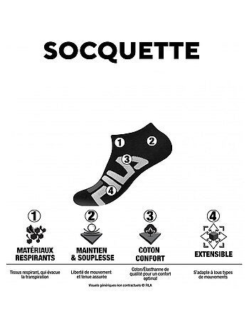Lot de 6 paires de chaussettes socquettes homme 9199 fila