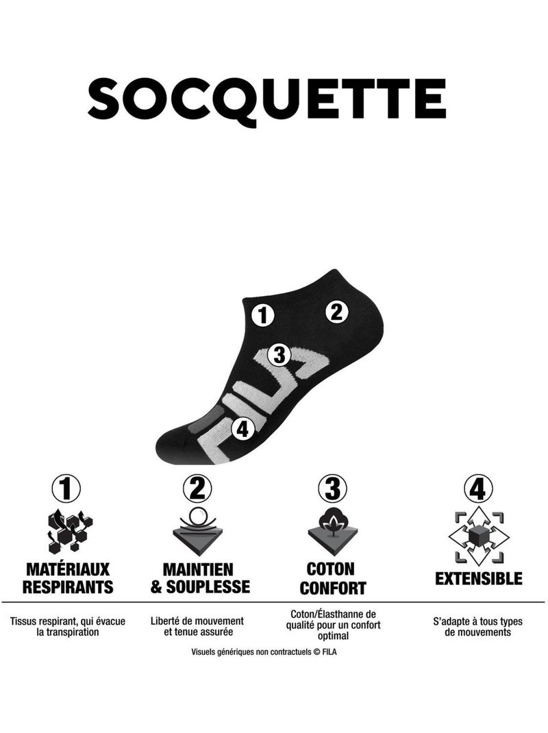 Lot de 6 paires de chaussettes socquettes homme sky blanc fila Blanc - Kiabi
