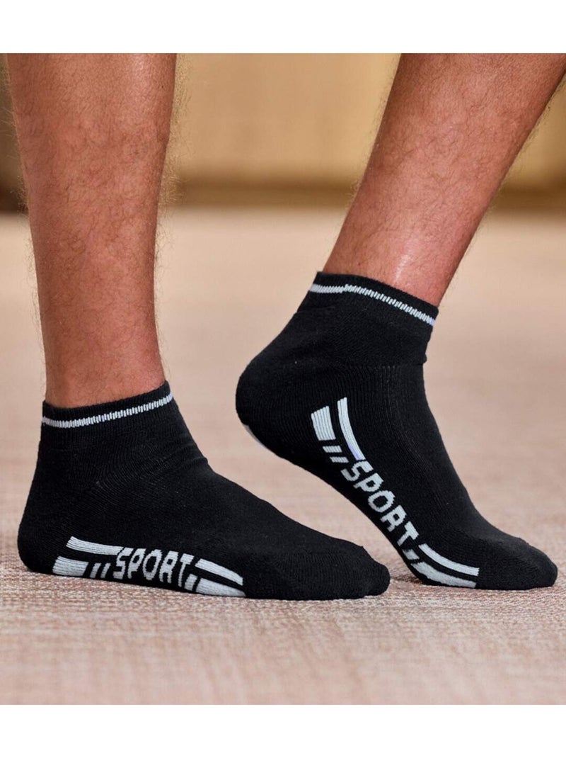 Lot de 6 Paires de Socquettes Sport   - ATLAS FOR MEN Blanc Noir - Kiabi