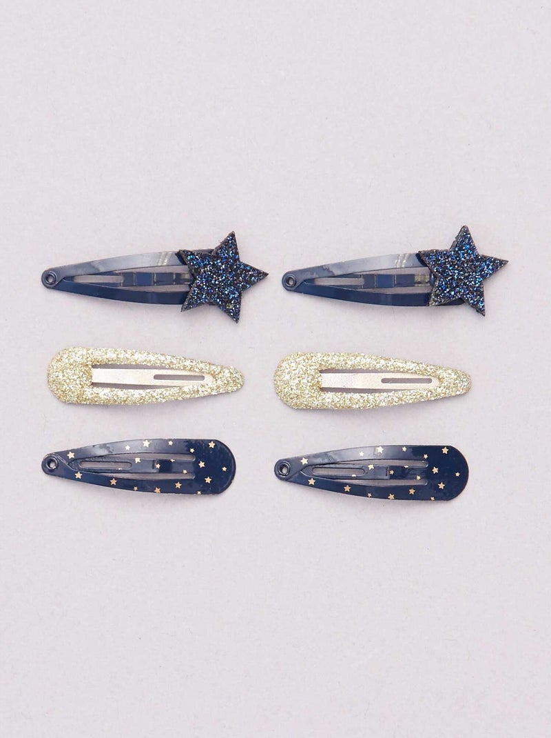 Lot de 6 pinces à cheveux bleu/doré - Kiabi