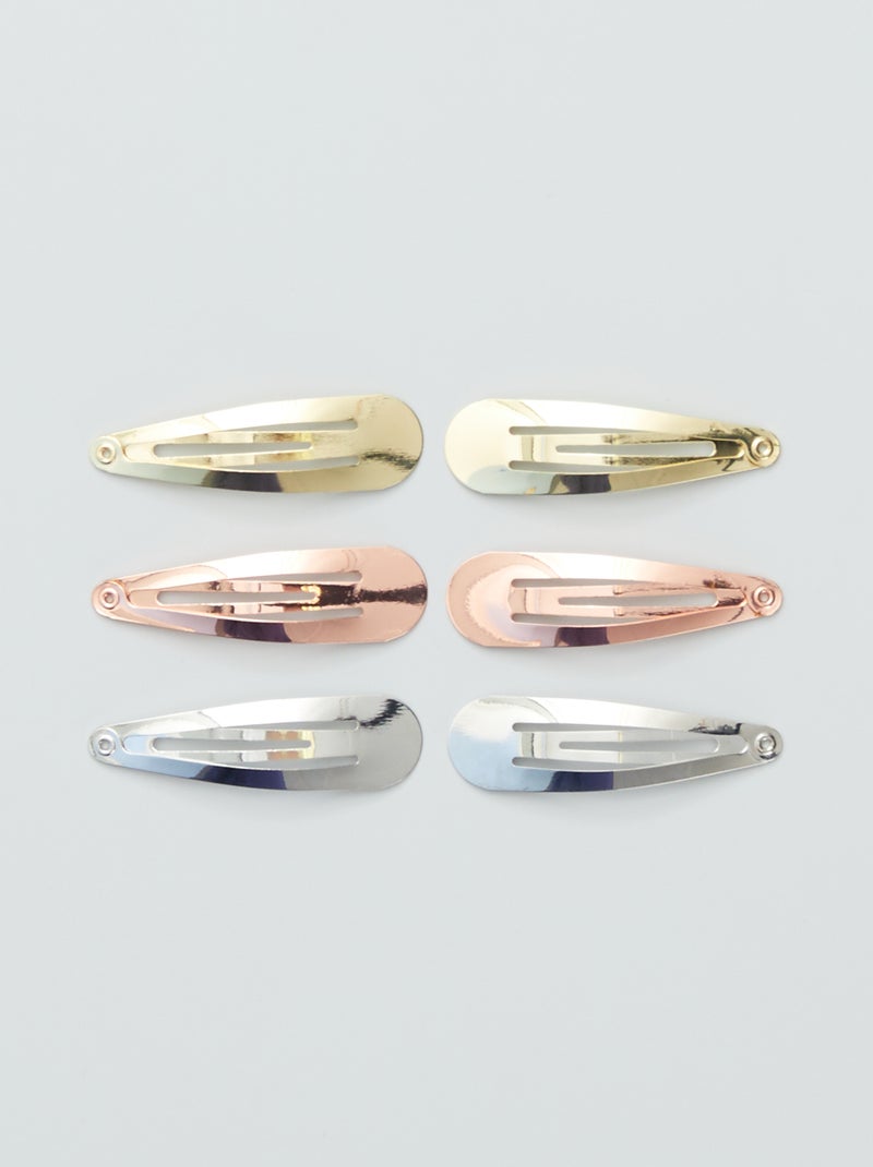 Lot de 6 pinces à cheveux Rose/Argenté/Doré - Kiabi