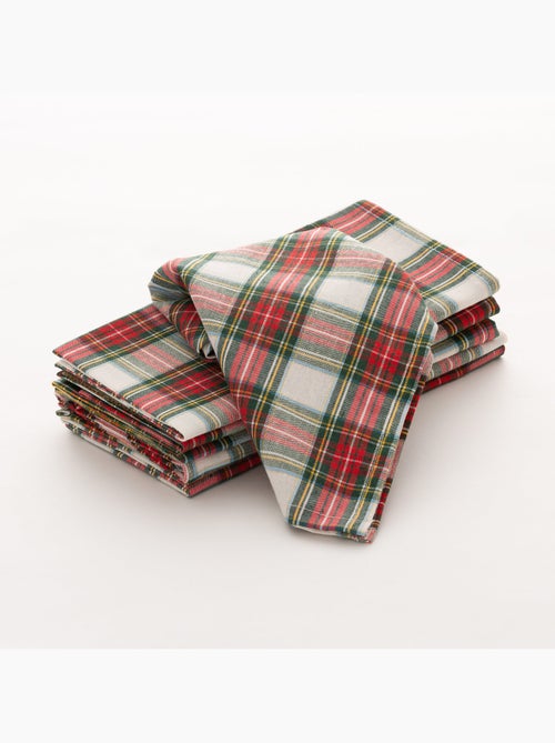 Lot de 6 serviettes de noël en coton, fil doré en relief, carreaux tartan - gamusi - Kiabi Lot de 6 serviettes de noël en coton, fil doré en relief, carreaux tartan - gamusi - Kiabi