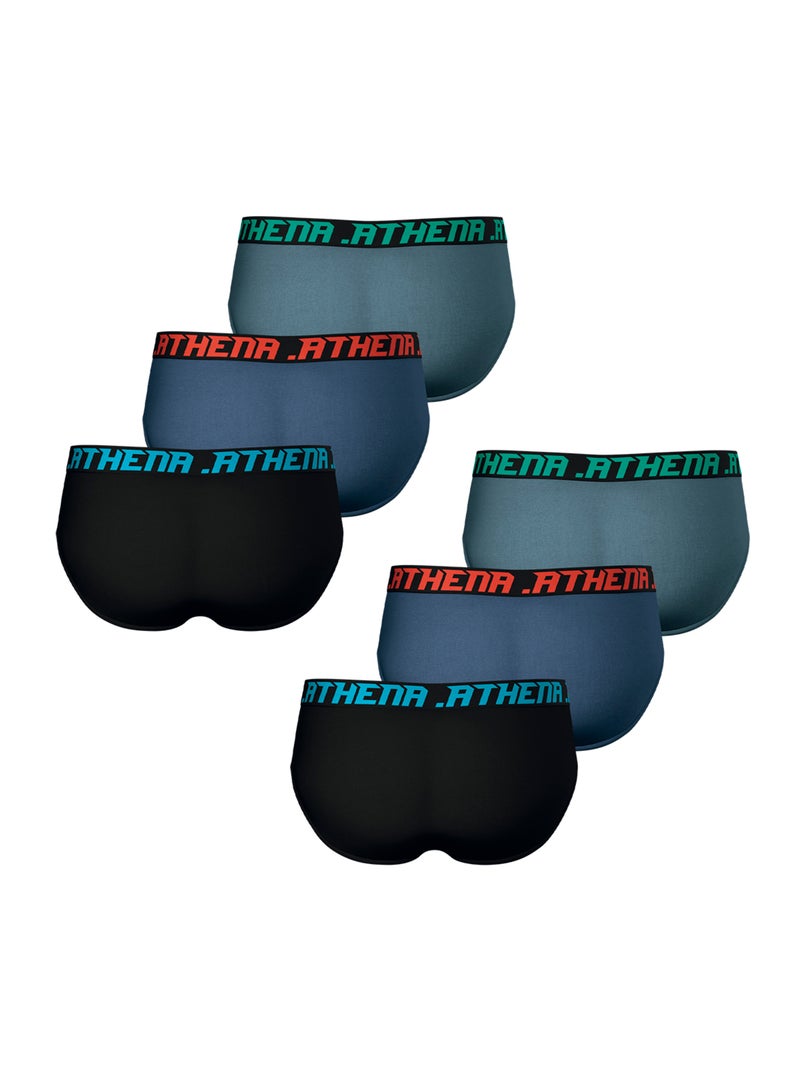 Lot de 6 slips homme trio essentiel athena Noir Bleu Gris - Kiabi