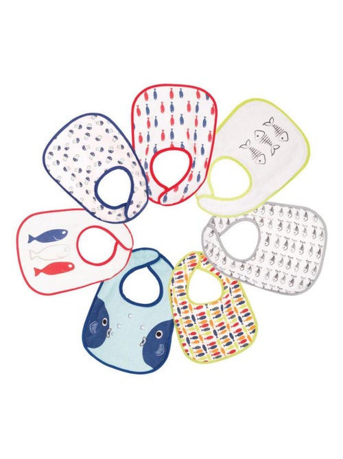 Lot de 7 bavoirs à velcro Poisson - Kiabi