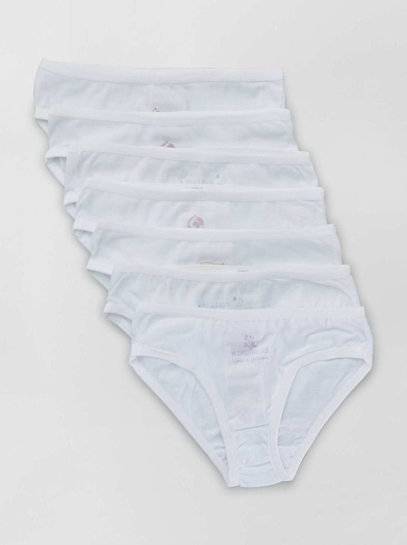 Lot de 7 culottes avec semainier blanc - Kiabi