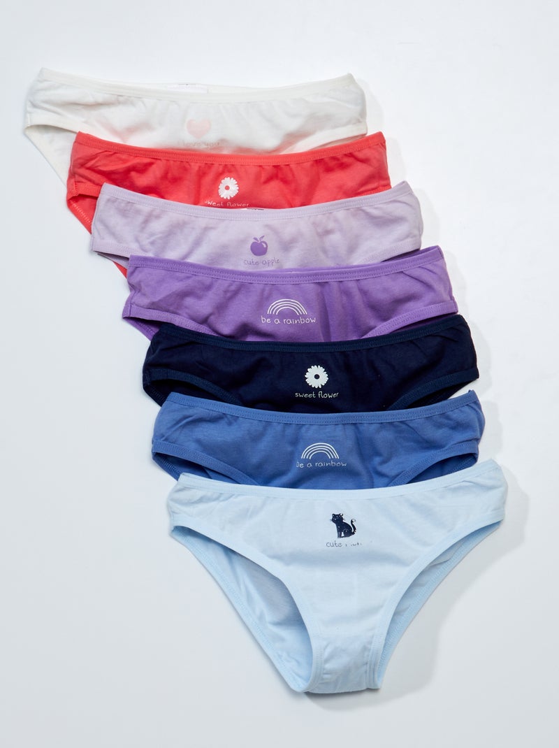 Lot De 7 Culottes Fille Semainier - Vertbaudet, Coton, Motifs Et Jours De La Semaine