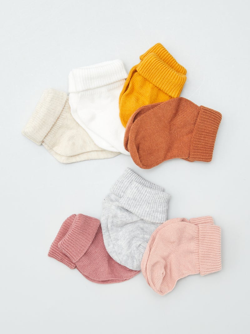 Lot de 7 paires de chaussettes côtelées Blanc - Kiabi