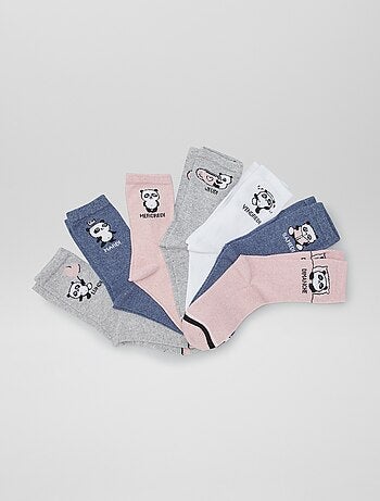 Lot de 7 paires de chaussettes imprimé 'panda' - Kiabi