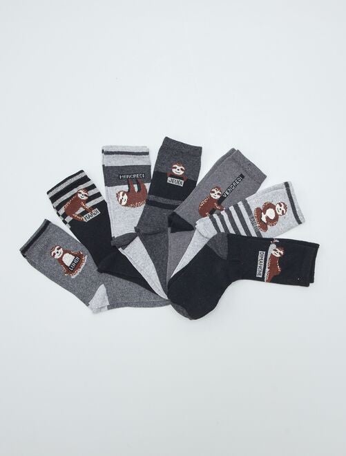 Lot de 7 paires de chaussettes imprimé 'paresseux' - Kiabi