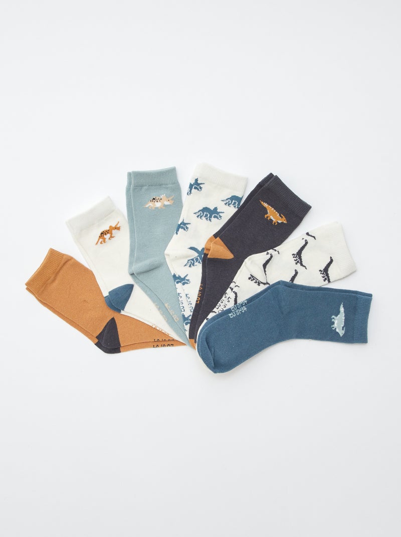 Lot de 7 paires de chaussettes imprimées Beige - Kiabi