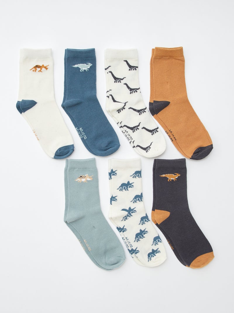 Lot de 7 paires de chaussettes imprimées Beige - Kiabi