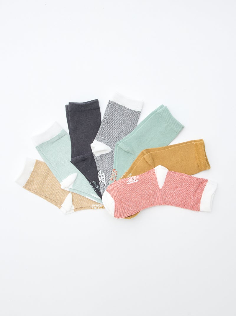 Lot de 7 paires de chaussettes imprimées Marron - Kiabi