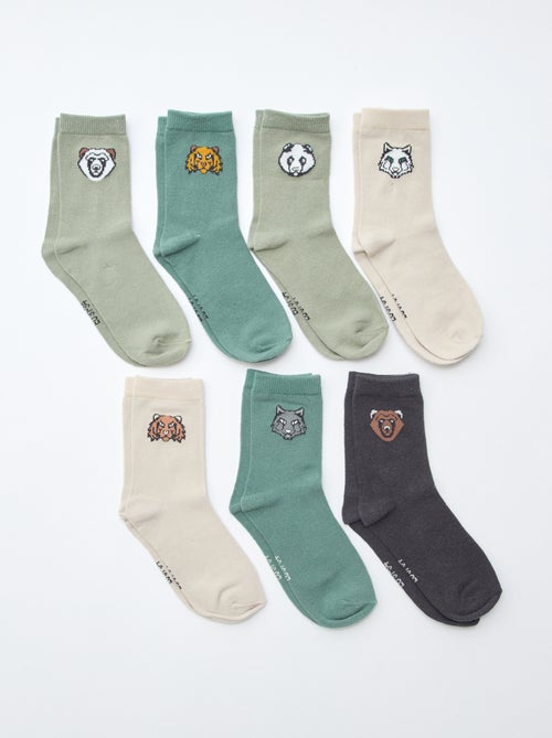 Lot de 7 paires de chaussettes imprimées - Kiabi
