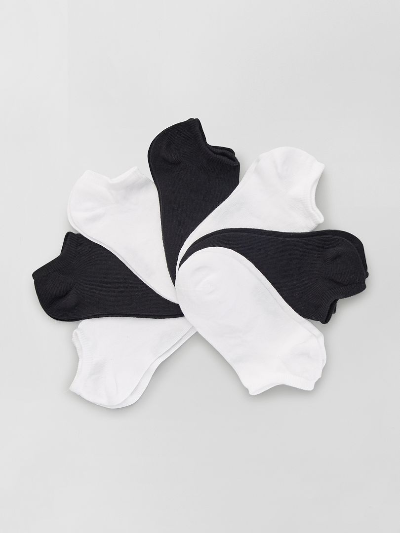 Lot de 7 paires de chaussettes invisibles blanc/noir - Kiabi