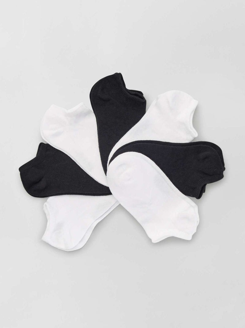 Lot de 7 paires de chaussettes invisibles blanc/noir - Kiabi