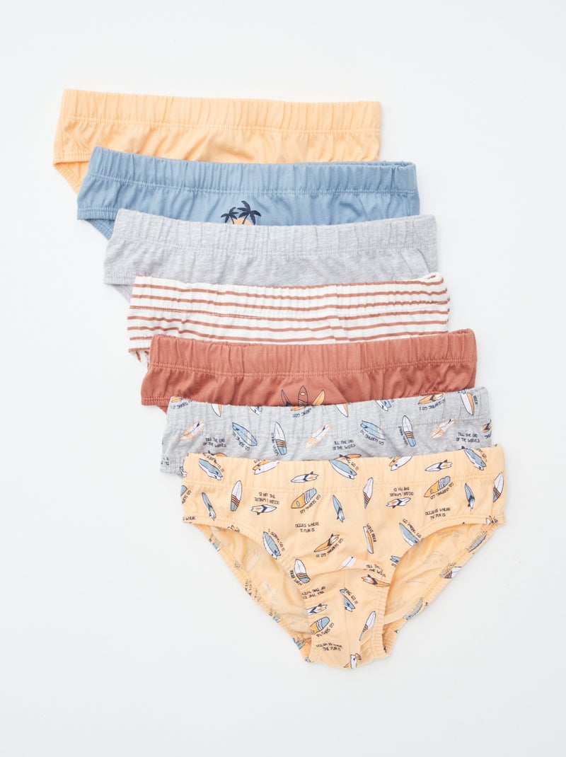 Lot de 7 slips à imprimés ORANGE - Kiabi
