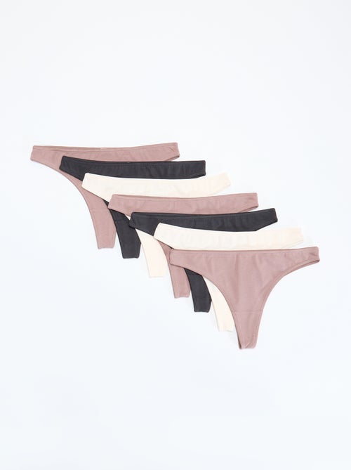 Lot de 7 tangas noirs - Kiabi