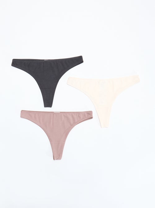 Lot de 7 tangas noirs - Kiabi