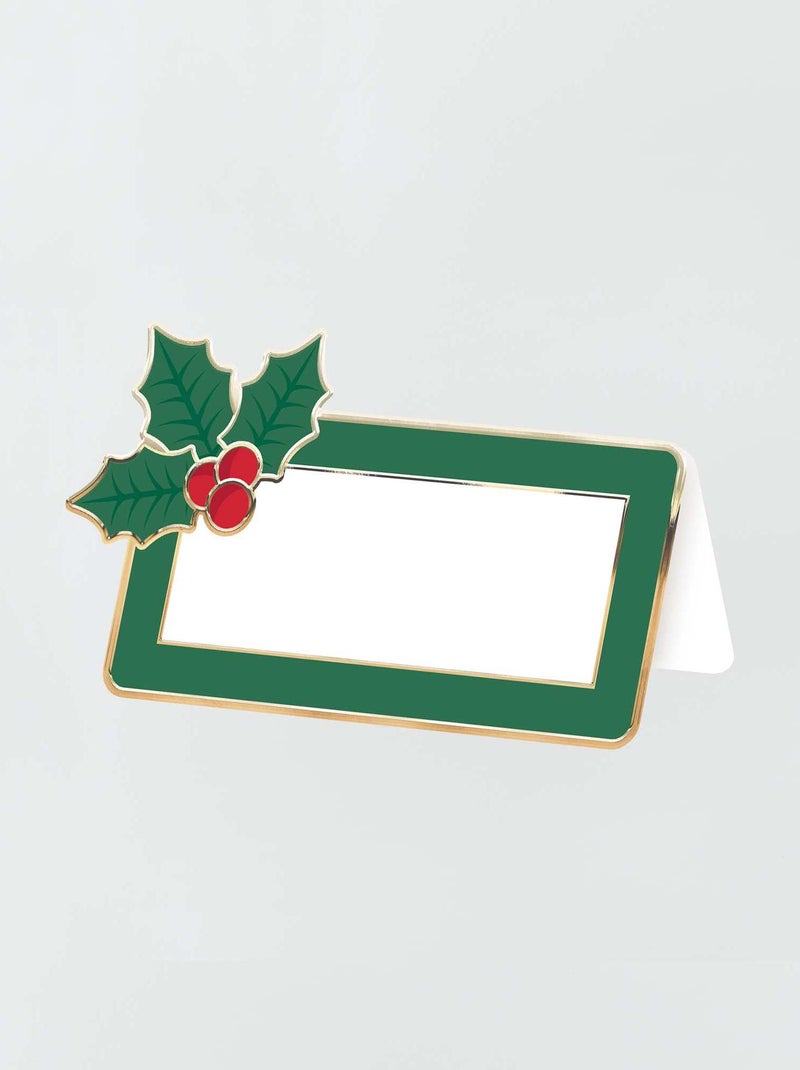 Lot de 8 marques-place 'Houx de Noël' Vert/écru - Kiabi