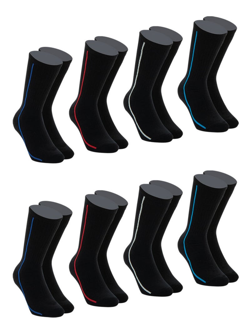 Lot de 8 paires de chaussettes de sport mi-hautes athena Noir - Kiabi